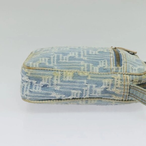 FENDI Zucca Canvas Shoulder Bag Denim Light Blue Gold Auth 140722 - Picture 6 of 16